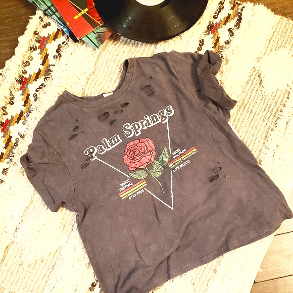Cropped Palm Springs Music Festival Distressed Tee - Picture 3 of 7